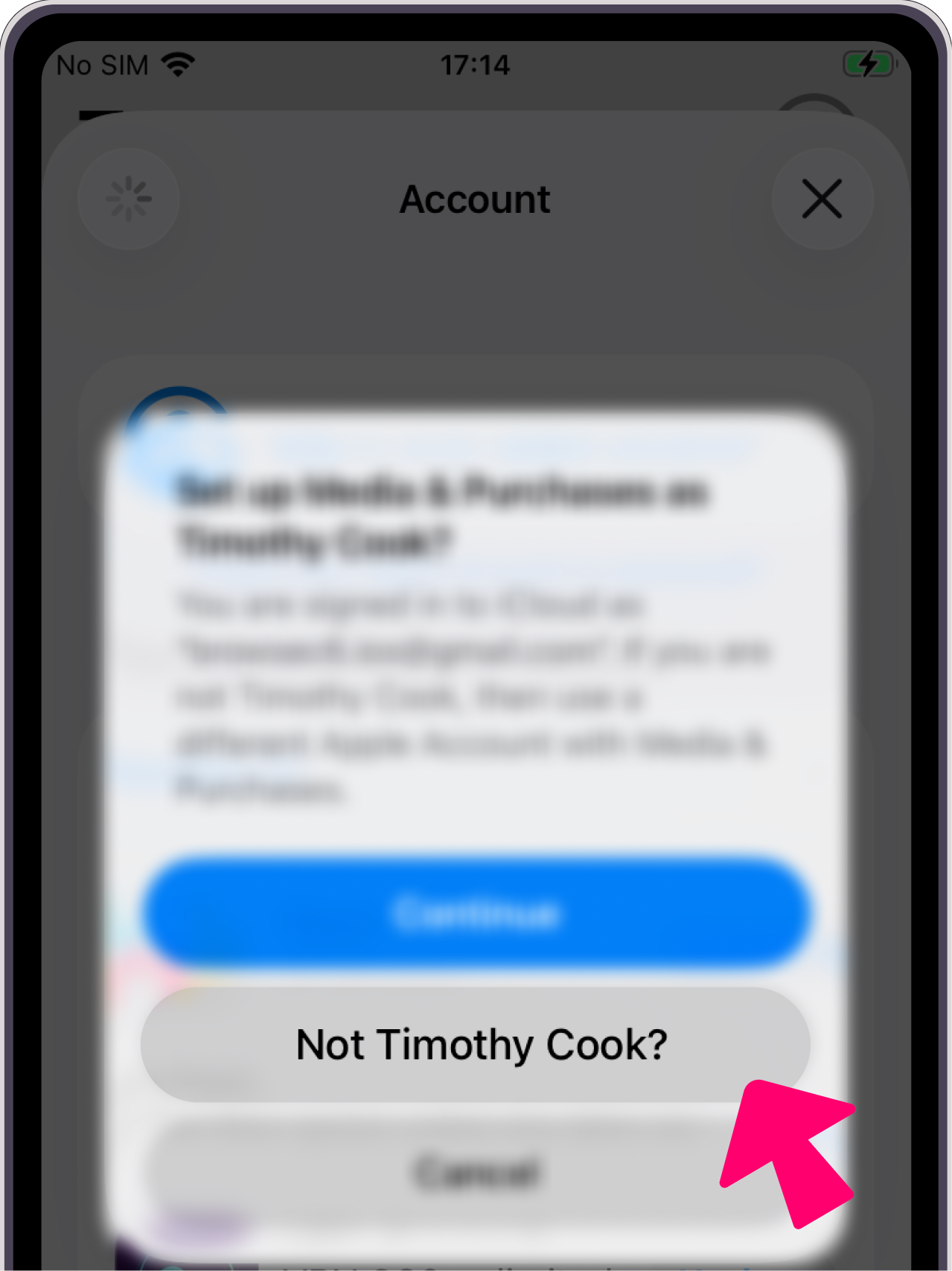 Выбор другого аккаунта