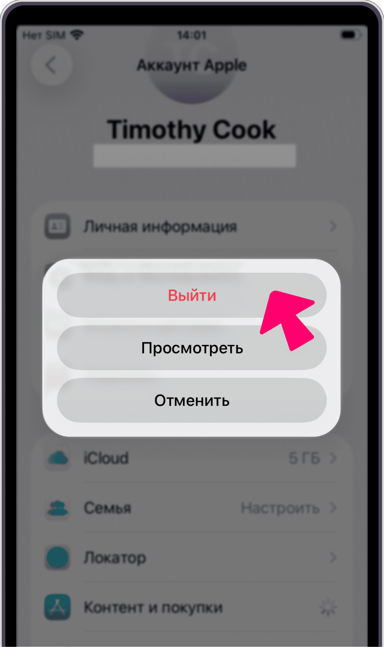 Кнопка Выйти